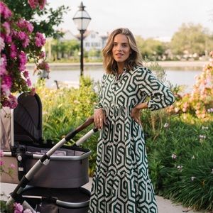 Zara Geometric Dress in Green Small